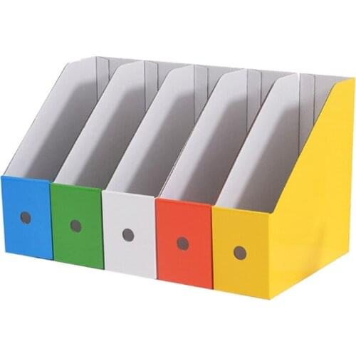 5pcs Paper Cardboard File Magazine Holder Colorful Desk Storage Organizer Document Stand Rack for Home Office Supplies