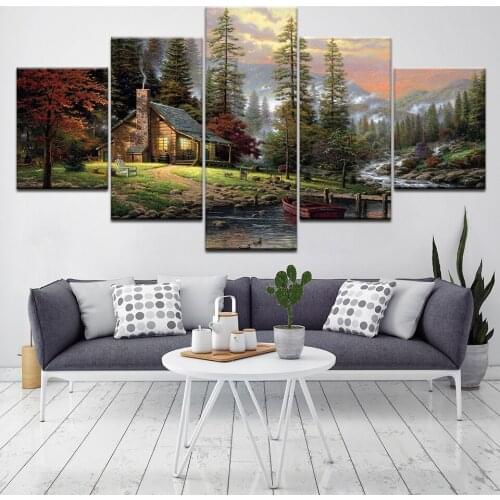 5D DIY Diamond Painting Full Square/Round Mountain River Tree landscape Diamond Embroidery Mosaic art Unique Gift 5 Panels