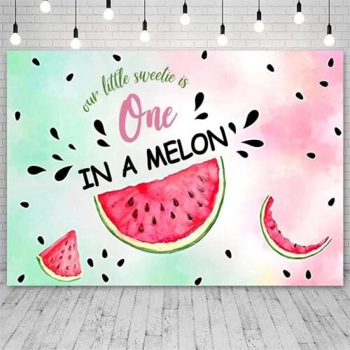 Watermelon Theme Birthday Party Banner Sweetie One in a Melon Birthday Backdrop Summer Fruit 1st Birthday Party Decoration