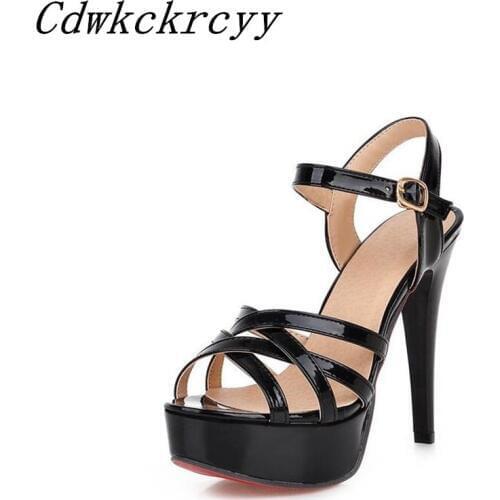 Summer New pattern Europe and America fashion Super high heel 12CM sandals black sexy Thick bottom Waterproof Women sandals