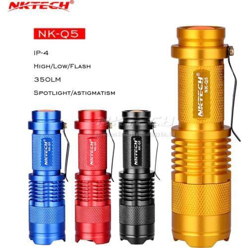 NKTECH Flashlight NK-Q5 LED Super MINI 3.6" Zoomable 350LM Torch Zoom Head Lamp Focus For Camping Fishing Outdoor Hunting Bike