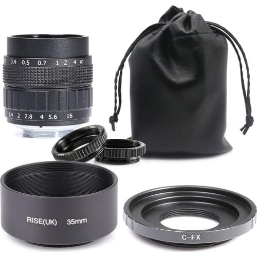 Fujian 50mm f/1.4 APS-C CCTV Lens+adapter ring+2 Macro Ring+lens hood for Fujifilm X Mount Mirroless Camera XT10/XT20/XT30/X100F