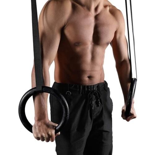 Gymnastic Rings Pull-Up Fitness Gym Rings with Adjustable Straps for Strength Training Workout