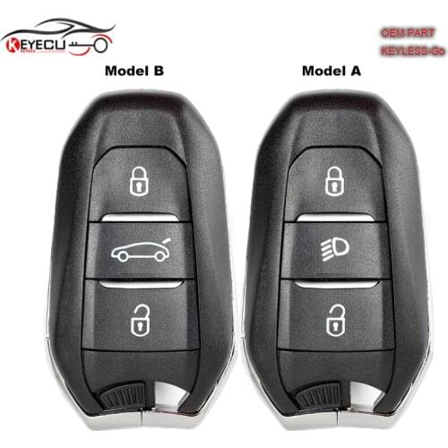 KEYECU OEM Keyless Go 434MHz IM3A Hitag AES NCF29A1 Chip Smart Remote Car Key 3 Buttons for Peugeot 5008 508 2020