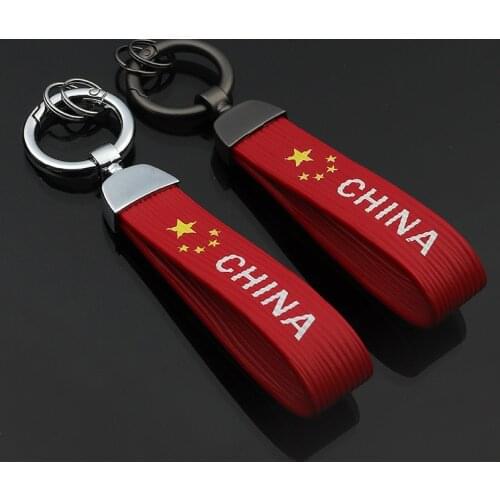 China Flag Styling Leather Waist Pendant Decoration Metal Keyring Auto Keychain For Lexus GS300 IS200 IS250 Peugeot 307 308 407