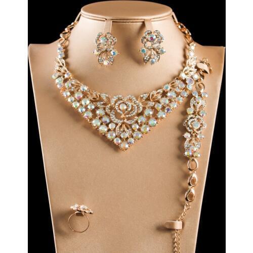 LAN PALACE african beads jewelry set statement jewelry sets austrian crystal earrings necklace ring bracelet free shipping