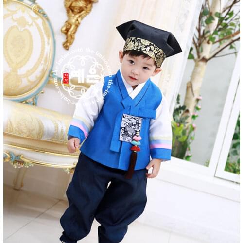 Boy Hanbok Two-piece Suit Vintage Clothing South Korea Boys First Birthday Hanbok High-end Childrens New