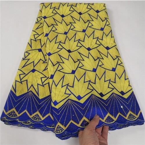 5 yard Swiss lace fabric latest heavy beaded embroidery African 100% cotton fabrics Swiss voile lace popular Dubai style 4L07192