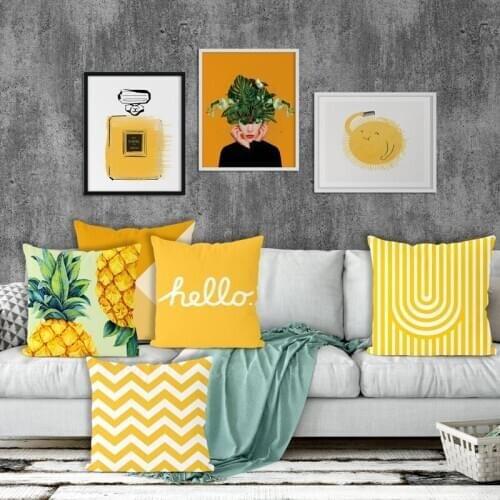 Summer yellow Cushion Cover Pineapple Chevron leaves Sofa Pillow Cases Bedroom Home Decor Car Office Decorative Accessories