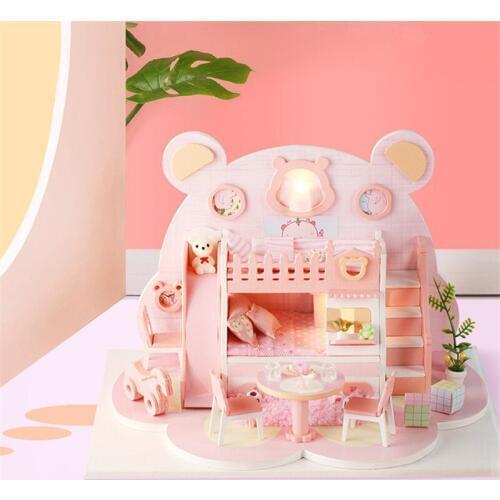 Diy Miniature House Wood Doll House Furniture Lol House Happy Family Toys for Girls Gifts Casa Kit Puzzle Juguetes Brinquedos