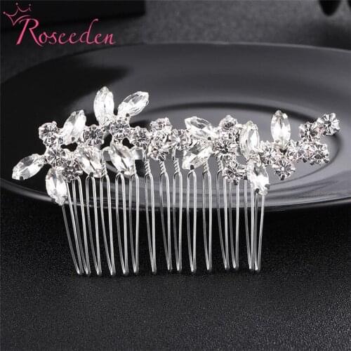 Fashion Floral Wedding Hair Combs Women Hair Jewelry Bridal Hair Accessories Rhinestone Crystal Brides Headpiece RE3387