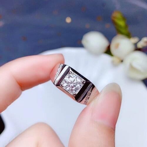 1ct Moissanite Man Ring 6.5mm F Color Moissanite Ring for Man 925 Silver Fashion Man Gemstone Ring