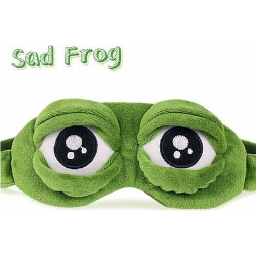Soft Plush Sleeping Mask Funny 3D Sad Frog Eye Sleep Mask Padded Eyeshade Cover Travel Rest Eye Mask Gifts Kid Adult Eye Patch