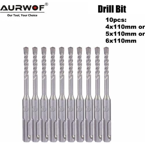 LAVIE 10pc 4 5 5.5 6 6.5mm Electric Hammer SDS Plus Drill Bits Set 110mm Concrete Wall Brick Block Masonry Hole Saw Drilling 014