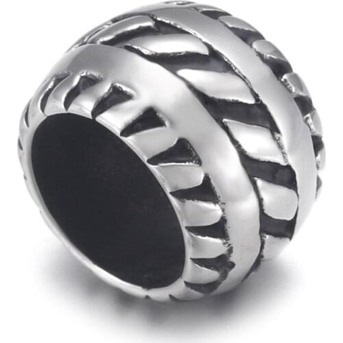 Stainless Steel Barrel Bead Polished 8mm Large Hole Metal Beads Bracelet Charms for DIY Jewelry Making Accessories