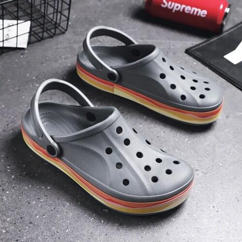 20201 New Hole Shoes Mens Non-slip Soft-soled Slippers Casual Wear Beach Shoes Baotou Sandals Men Sandals Platform Sandals