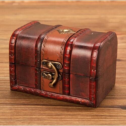 New Small Jewelry Storage Treasure Rustic Wooden Box Case Vintage Handmade Chest