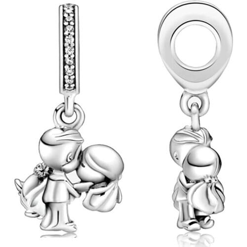 Groom Hug Bride Pendant Fit Original Pandora Charms Bracelet Boy Arms Carry Girl Beads for Jewelry Making DIY Women Pulsera Gift