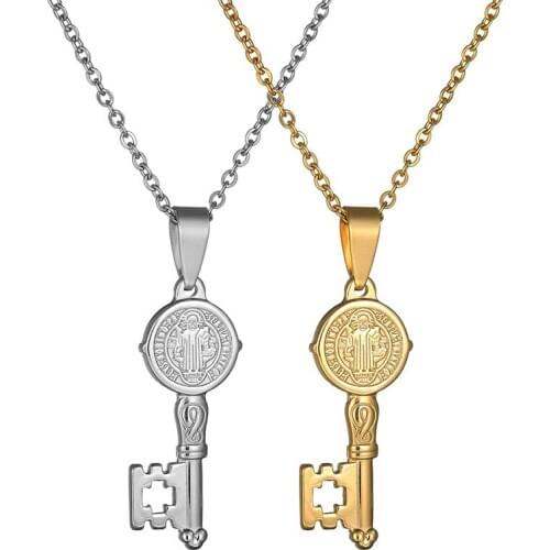 Religious Creative Fashion Jewelry Christ Jesus Gold Silver Color Key Pendant Fashion Womens Necklace Gift 2020