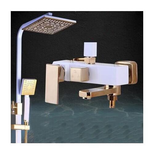Luxury white shower set best bath rainfall shower faucets white waterfall faucet shower taps