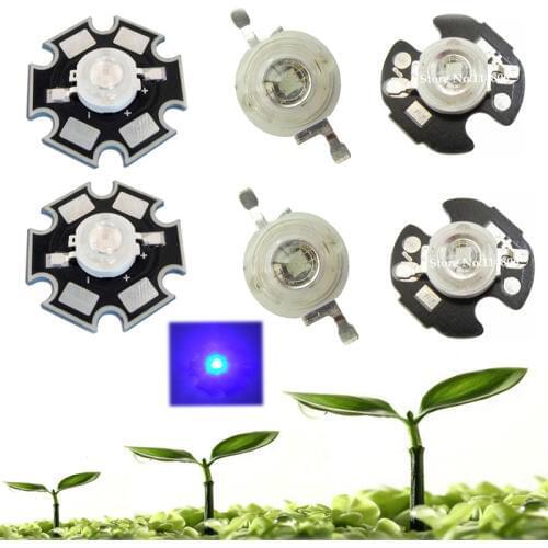 5 10 20 50 100pcs 1w 30mil 3w 45mil Blue 460nm ~ 465nm LED Bulb Plant Grow Light Lamp Diodes With 20mm Or 16mm Plates