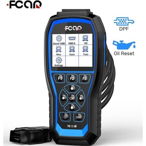 FCAR F506 Pro OBD2 Scanner Diagnostic Code Readers Battery Voltage Tester Engine Air ECU Oil DPF Reset Diesel Truck Car Tools