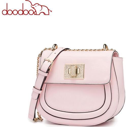 DOODOO Brand Women Bag Female Shoulder Crossbody Bags Ladies Artificial Leather Chain Messenger Bags Lock Switch Design 2 Colors
