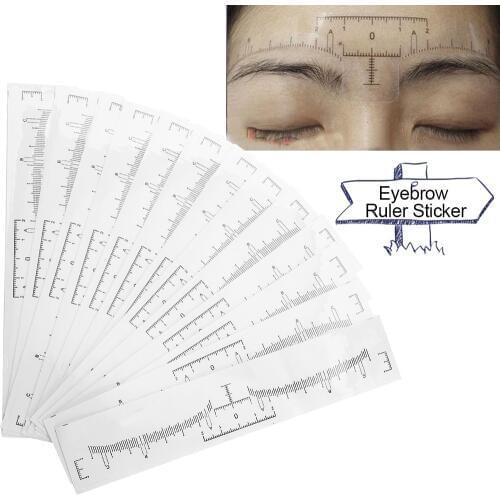 50pcs Permanent Eyebrow Measure Ruler Sticker Tattoo Stencil Makeup Microblading Eyebrow Grooming Shaper Measure Ruler