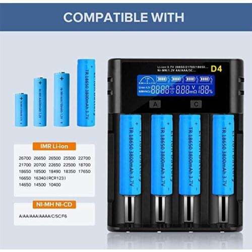 Universal 18650 Battery Charger LCD Screen Display Fast Charger for AAAA/AAA/SC/C/F6 18350/18500/18490/18650/20700/21700