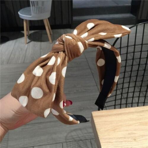 Fashion lady Wave point bow hair hoop Hair Accessories Women Girls Handmade Hair Band Hair Ponytail Rope Hairbands headwear