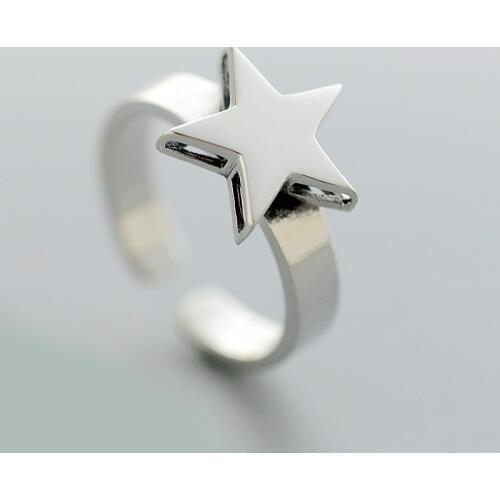 DreamySky Silver Color Star Rings For Women Wedding Big Finger Rings