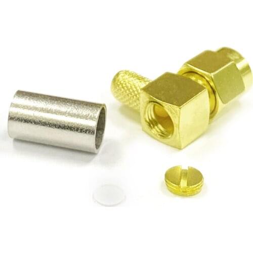 1pc SMA Male Plug Coax Modem Connector Convertor Crimp RG58,RG142,RG400,LMR195 Right Angle Goldplated NEW wholesale