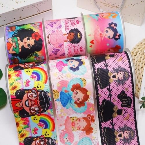 10 Yards 3inch 75mm Cartoon Printing Grosgrain Ribbon For Hair Bows DIY Crafts Handmade Accessories 56804