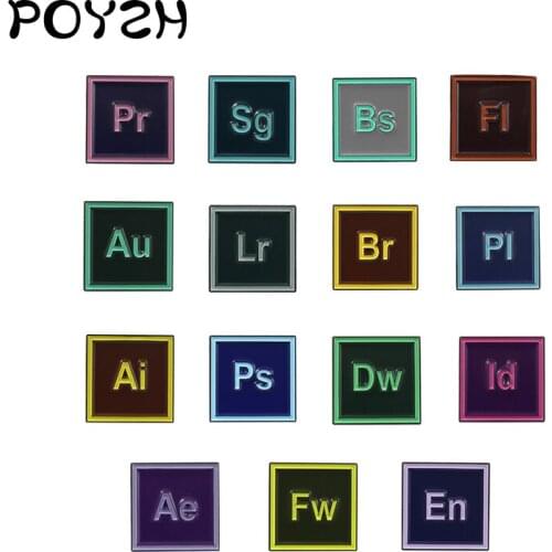 15 style Software Icon abbreviation Enamel Pin PS AI AU PR BL SG Design software Drawing application Brooch Lapel Pin jewelry