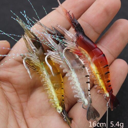 3Pcs 16cm 5g Craws Baits With hook Shrimp Simulation Soft Prawn Lure Hook Tackle Bait Fishing Lures fishing fish Tackle