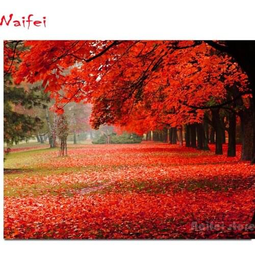 Nature Red Autumn Leaf 5D Square/round Diy Diamond Embroidery Large Size diamond Mosaic patterns Diamond Painting sale autumn