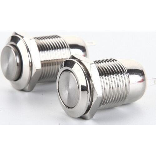Free shipping 2pcs/12mm metal button switch high self-locking waterproof small metal self-locking switch self-locking switch