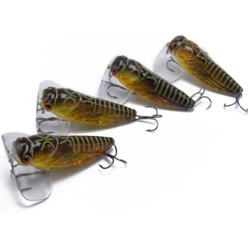 CATCHSIF 4pcs Cicada Poppers Insect Lures Topwater Fishing lifelike crankbaits 8g
