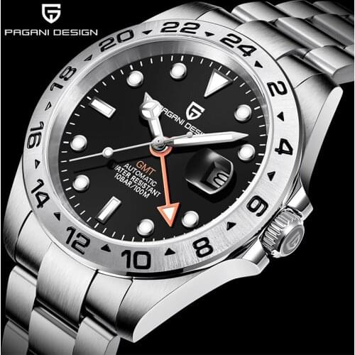 Pagani Design 2021 New Mens Automatic Mechanical Watches Sapphire Glass Stainless Steel GMT Waterproof Top Sports Watch Relogio