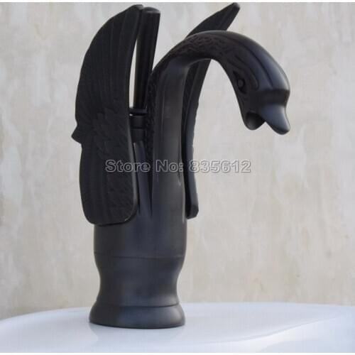 Black Oil Rubbed Bronze NEW Elegant Swan Style Bathroom Basin Faucet Vessel Sink Mixer tap Deck Mounted Single Hole Wnf030