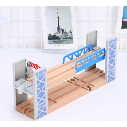 Wooden Train Tracks Railway Toys Set Wooden Double Deck Bridge Wooden Accessories Overpass Model Childrens Toys