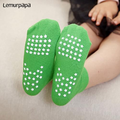 Boys Girls Anti-Slip Sock Children Cotton Stars Green Trampoline Sock 2-10T Kids Summer Sport Dancing Walking Short Ankle Socks