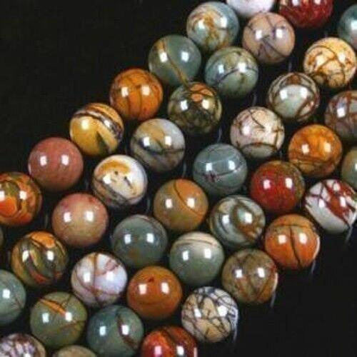 For Necklace&Bracelet 4mm Natural Picasso Stone Round Loose Beads Women Gifts Accessory Parts 15inch Girls Jewelry Making Design