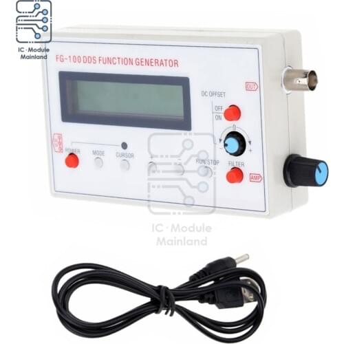 FG-100 DDS Function Signal Generator 1Hz - 500KHz Frequency Counter Sine/Square/Triangle/Sawtooth Wave 1Hz - 500KHz
