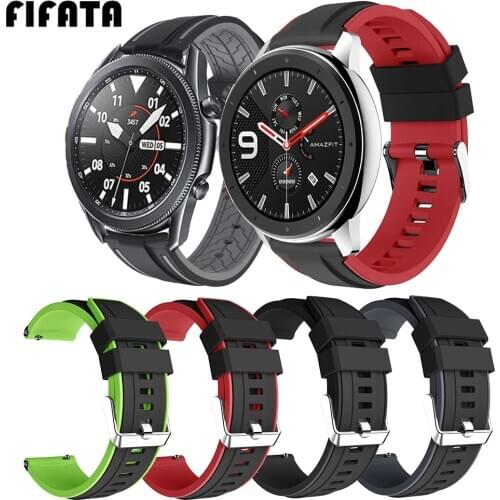 FIFATA 22MM Silicone Sport Strap For Samsung Galaxy Watch 3 45MM/Huami Amazfit GTR 47MM/Stratos 3/Pace/Huawei Watch GT/GT 2 46MM