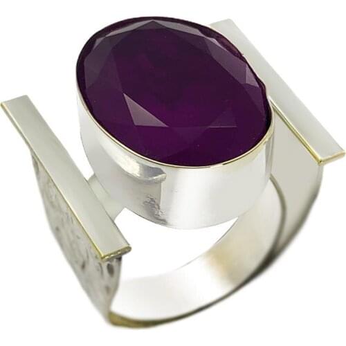 Purple Amethyst Stone Silver Authentic Women Ring 101 Series Mardin Midyat Silver