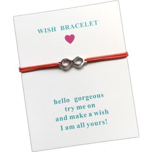 Wish Bracelet Infinity Stainless Steel Charm Adjustable Cord Bracelet For Men Women