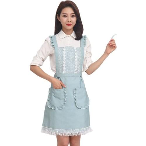 Cotton Lace Apron Household Kitchen Waterproof Oil Proof Cooking Princess Lovely Lace Work Apron Kids Apron Girls