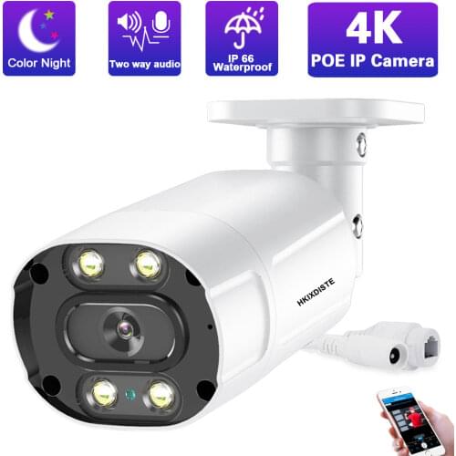 4K CCTV IP Bullet Security Camera Outdoor Street 2 Way Audio Motion Detection POE Video Surveillance Camera H.265 ONVIF Cam 8MP
