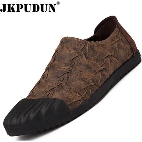 Summer Mens Casual Shoes Leather Luxury Brand Loafers Moccasins Breathable Slip-on Mens Driving Shoes Comfortable Walking Shoes